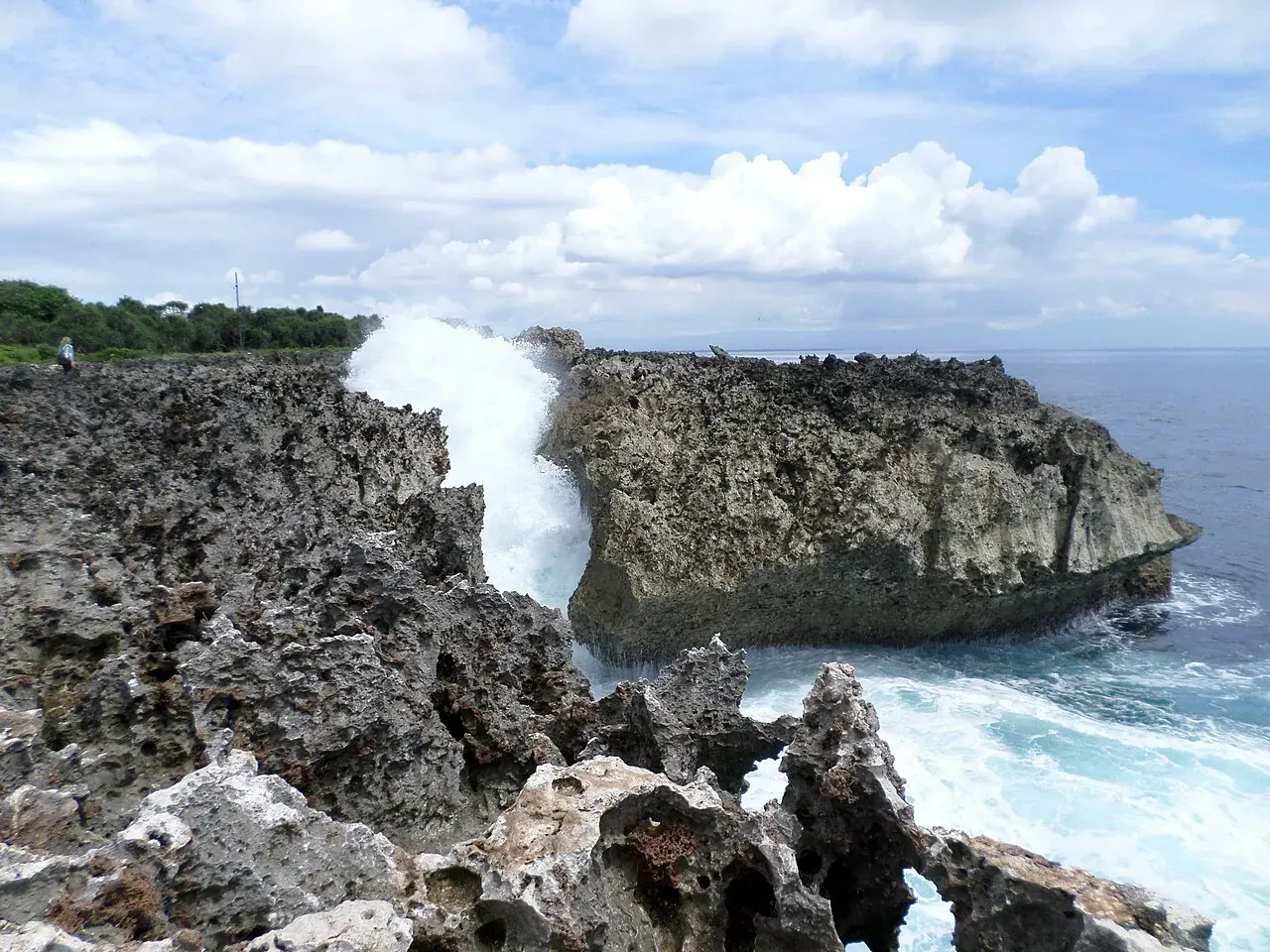 Waves crashing on the rocks at Water Blow, 10 minutes from Nusa Dua
